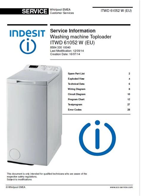 indesit 61052 w manual